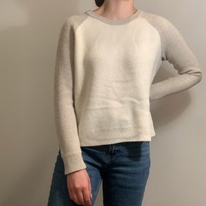 Madewell Cream and Stone Sweater with Fly-back detailing